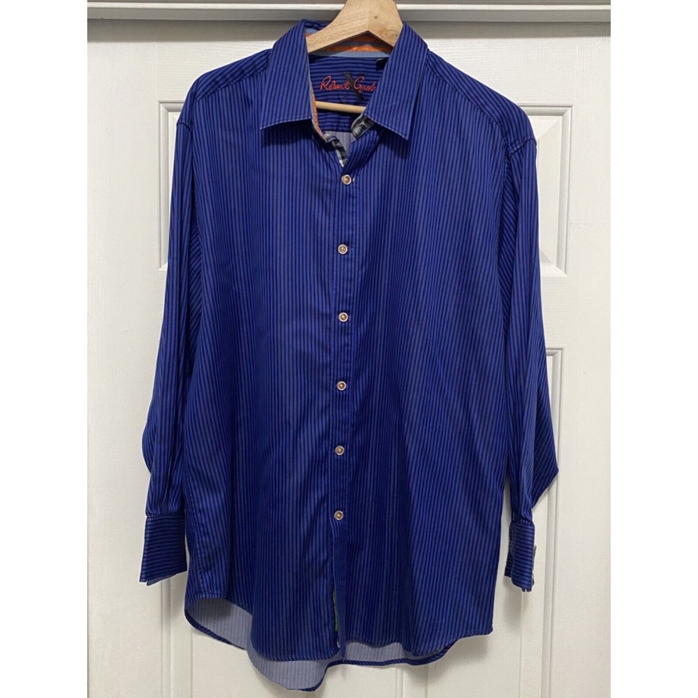 Robert Graham Mens Flip Cuff Button Up Shirt Size XL Striped Preppy Old‎ Money
